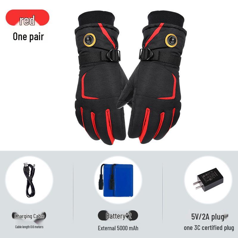 

Rechargeable Heated Gloves for Men & Women - Ideal for Winter Cycling, Motorcycle Riding & Food Delivery One Size красный