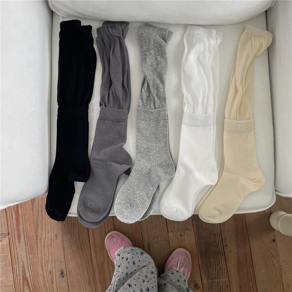 Ladies Spring and Summer New Hollow Mesh Soft Waxy Boneless Long Tube Pile Socks