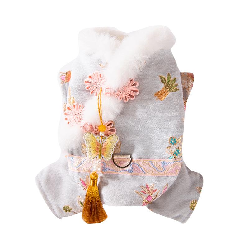 Butterfly tassel dog clothes New Year greetings Autumn and winter warmth Yorkshire than bear four-legged pet