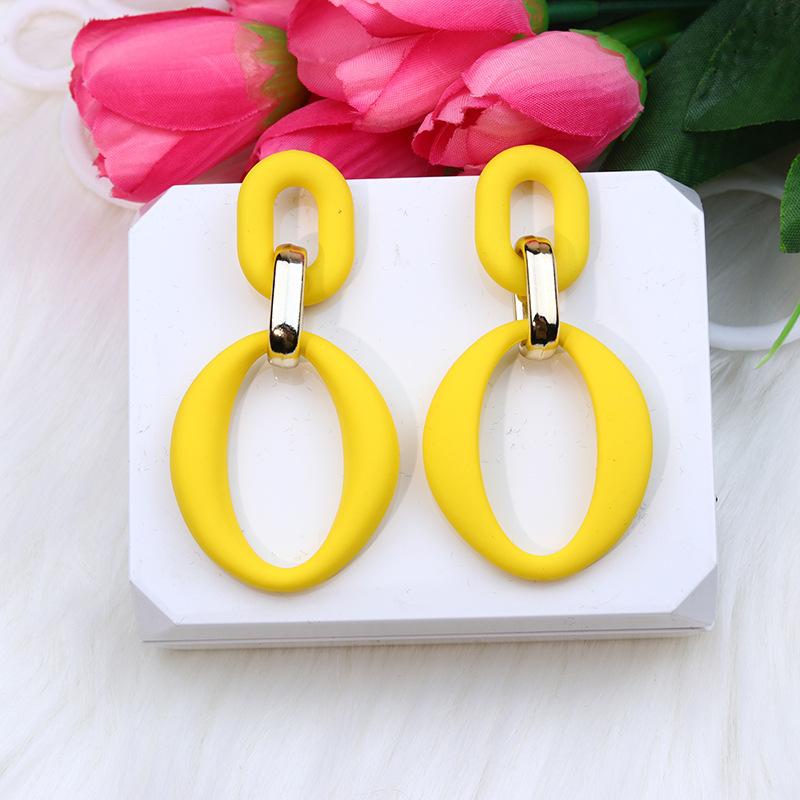 Pinkdudu Chain Link Acrylic Stud Earrings Painted Geometric Round Exaggerated Drop Earring Minimalist Dangle Earring PD2231