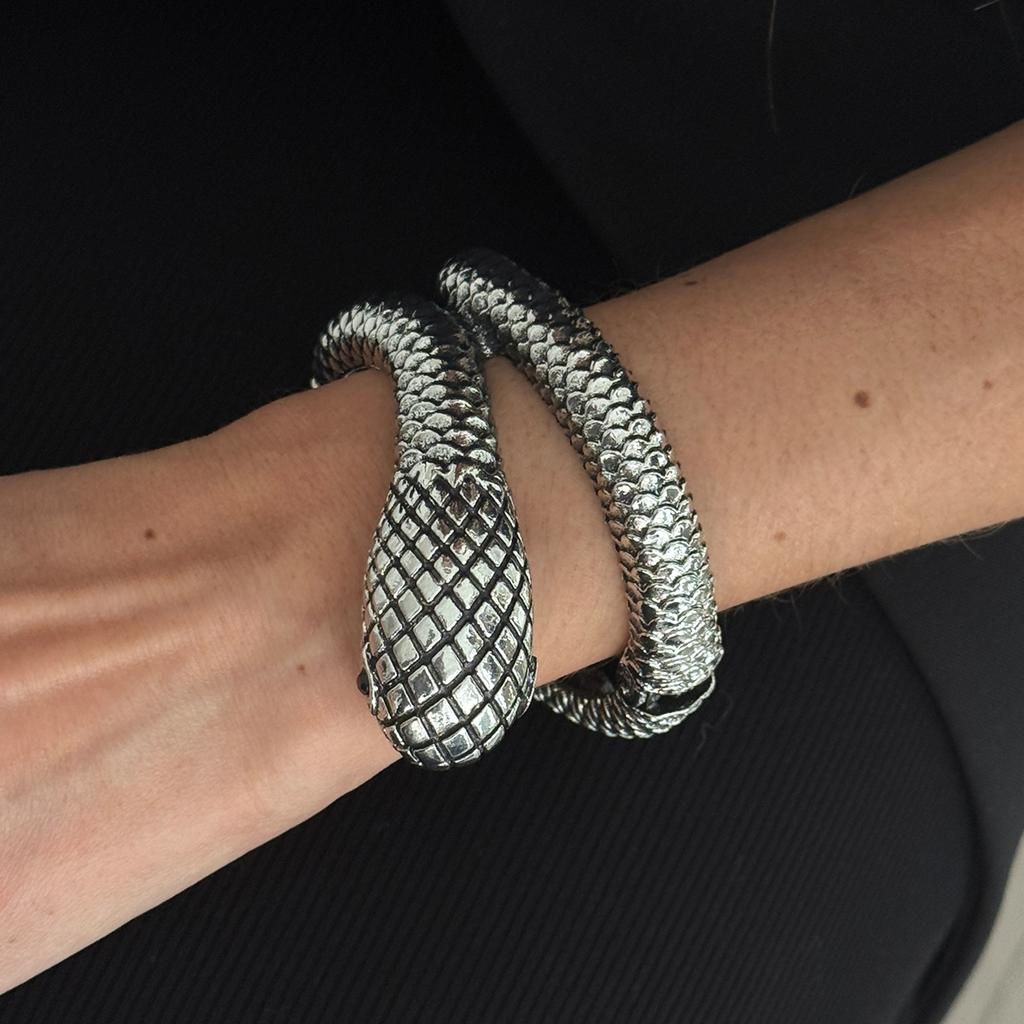 SHIXIN Punk Geometrisch Schlangenhaft Weit Öffnend Armreif Armband Damen Übertrieben Stapelbar Schlangenmanschette Federarmband Party Schmuck