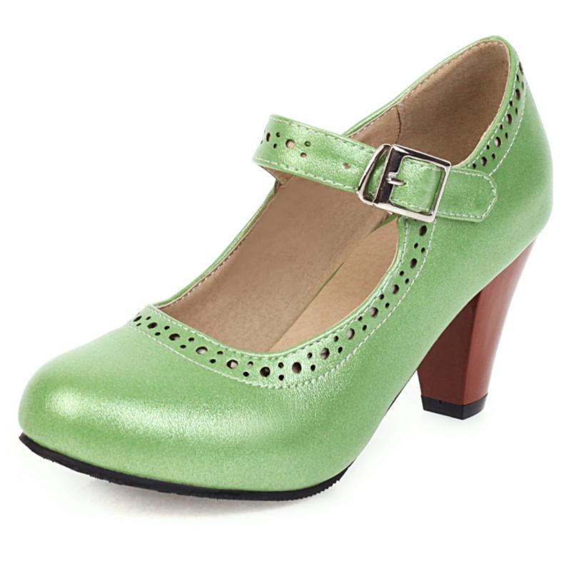 Элегантные фиолетовые телесные зеленые туфли-лодочки на высоком каблуке женские туфли Мэри Джейн большой размер 45 повседневные для вечеринки офиса свадебные туфли женские удобные 34 зелёный 4500₽
