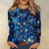 3D Christmas Snowflake Gradient Print Round Neck Long Sleeve T-shirt Casual Long Sleeve Top Party Loose Women's Top