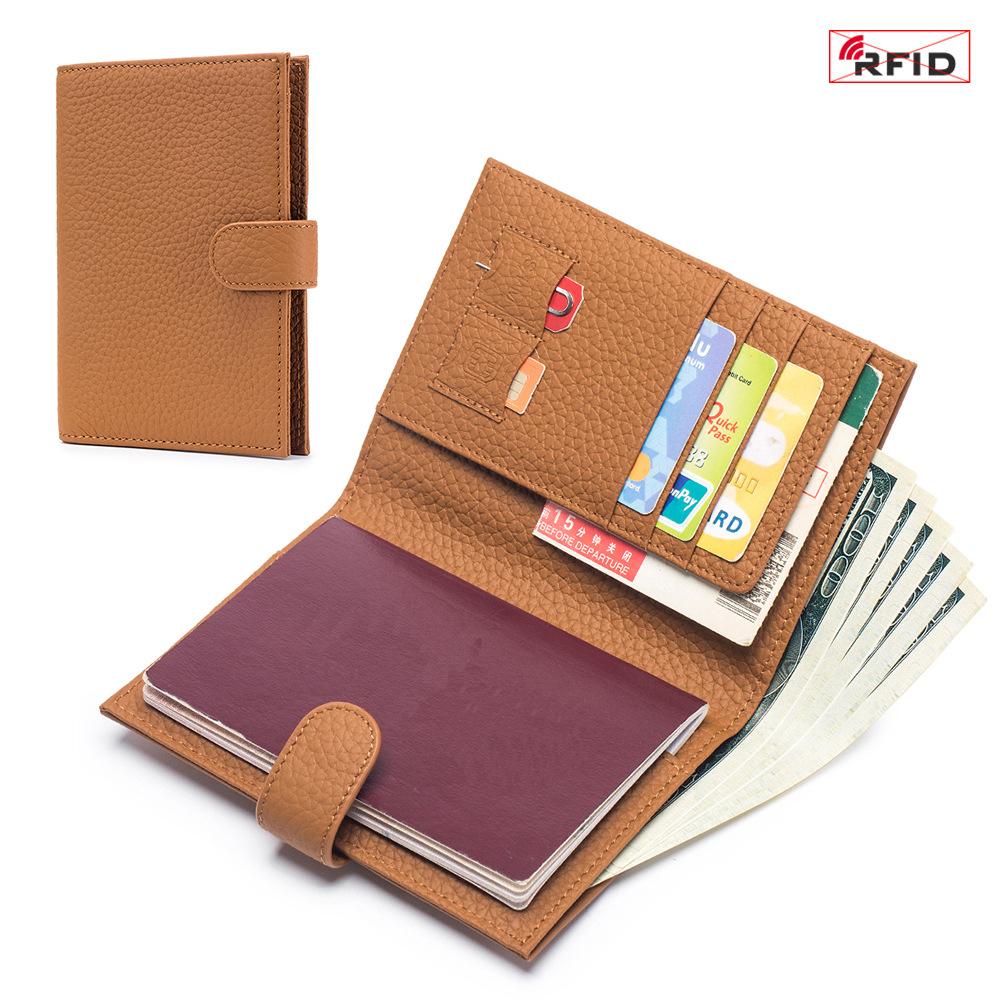 Genuine Leather Ultra-Thin RFID Blocking Passport Holder Wallet - All-in-One Travel Organizer for Women (New Style)