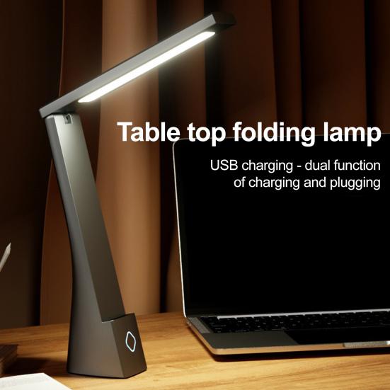 LED Desk Lamp Touch Control Foldable Table Lamp 3 Color Stepless Dimmable Bedside Light for Living Room Dorm Home Office
