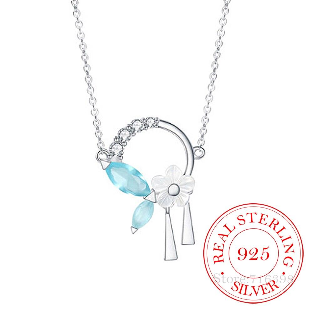 

Настоящее серебро 925 пробы, кристалл, цветок, подвеска, элегантное ожерелье на ключицу для женщин, 2021, колье, воротник, ювелирное изделие, подарок