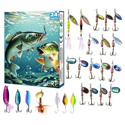 Advent Calendar Fishing Christmas Countdown - 24 Days Fishing Lures Set For Fisher Adult Men Teen Boys - 2025 Xmas Surprise Gift