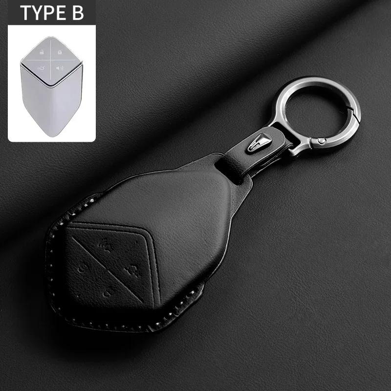 Leather Car Key Case Cover Holder Keychain Protective Shell for Changan Deepal S7 SL03 UNIT UNIK CS35 Plus CS55 Plus CS75
