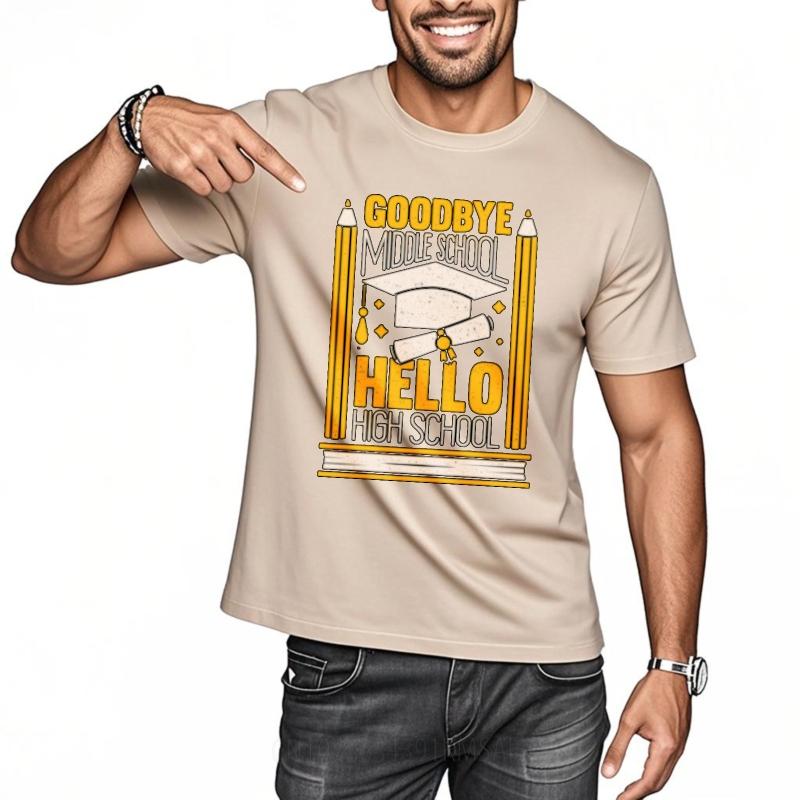 New Arrived For Man Oneck T Shirt Oversized Teeshirt Goodbye Middle School Hello High School Retro Unisex Teeshirt Summer Tshirt