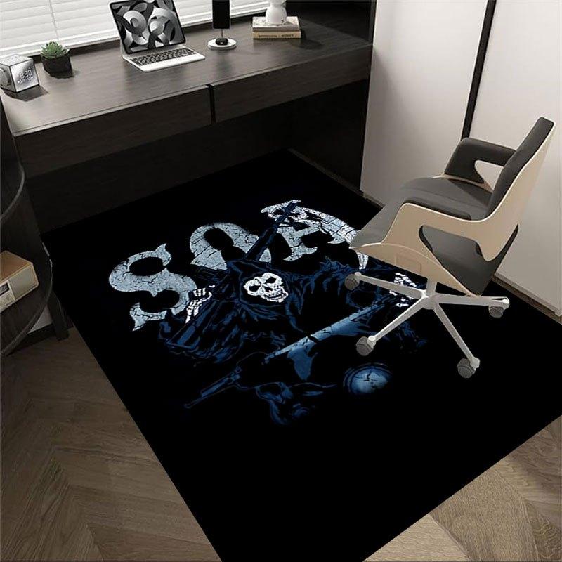 

1pc Sons of Anarchy themed Office Carpet Chair Mats - durable polyester rug for home theater, office, dorm room decor - tA75 60cm by 90cm