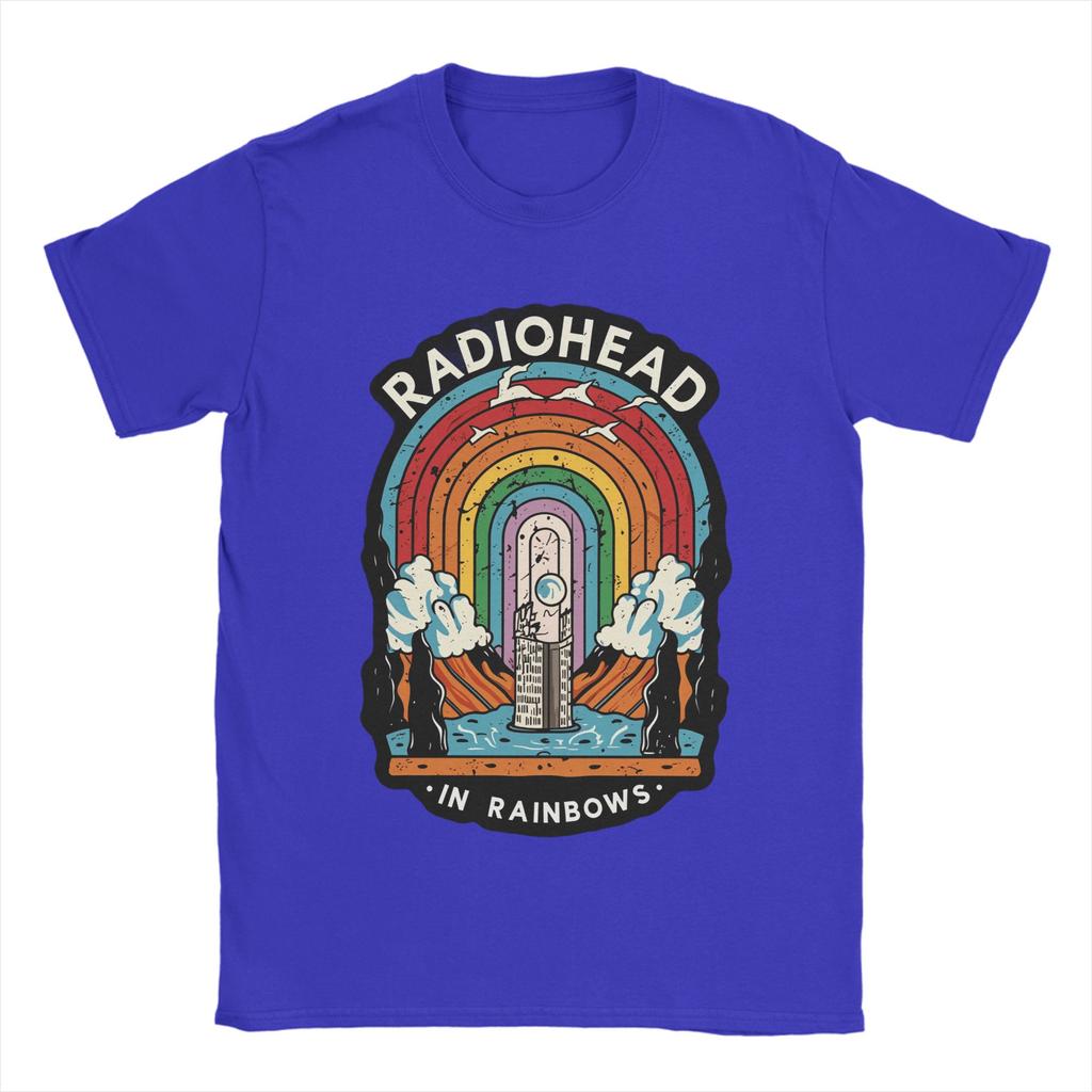 Magliette da uomo Radiohead in Rainbows Magliette Cool a Manica Corta Girocollo Puro Cotone Nuovi Arrivi Top