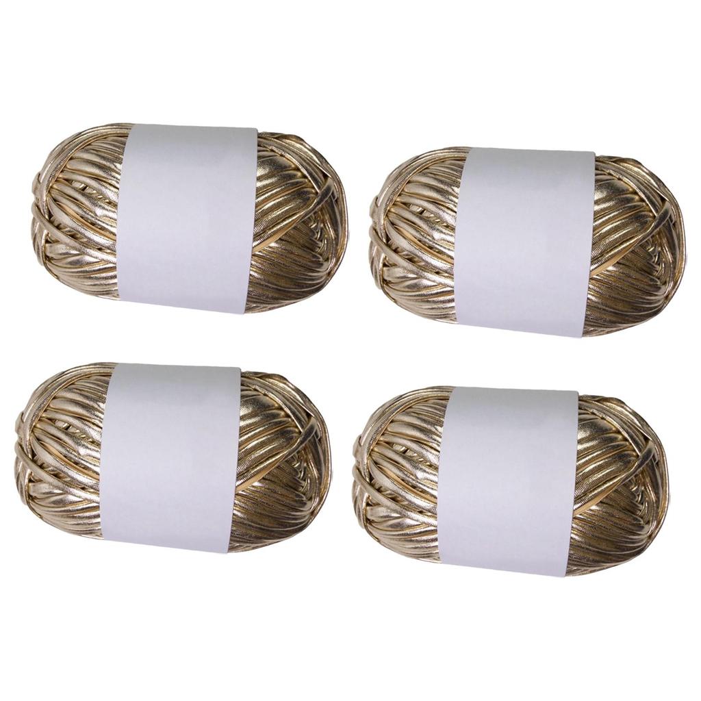 4x Metallic T-shirt Yarn Polyester Yarn Polyester Thread Home Decor Yarn Knitting Yarn Set Crochet Bag Yarn for DIY Bags Rugs
