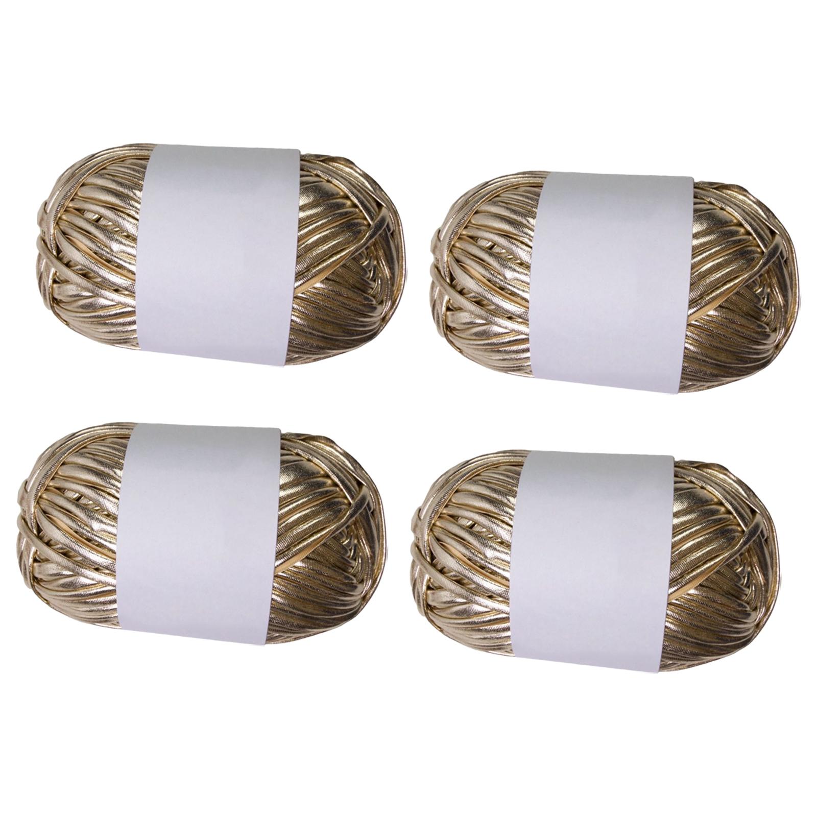 

4 Rolls Set Metallic T-shirt Yarn Shiny Polyester Yarn Knitting Yarn for Crocheting Blanket Cushion Christmas Decorations