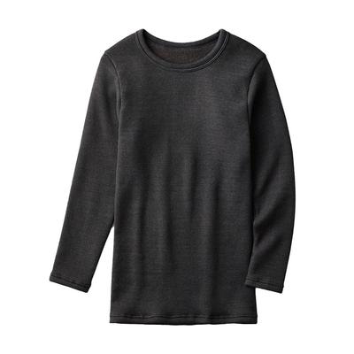 Gunze ADVANCE LABEL Long Sleeve Crew Wool Size M Shirt, Neck, 3/4 Sleeves, Blend, Brushed, Men's, Black,