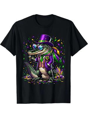 Mardigator Mardi Gras Krokodil Kostüm Mardi Gras T-Shirt für Herren Unisex T-Shirt