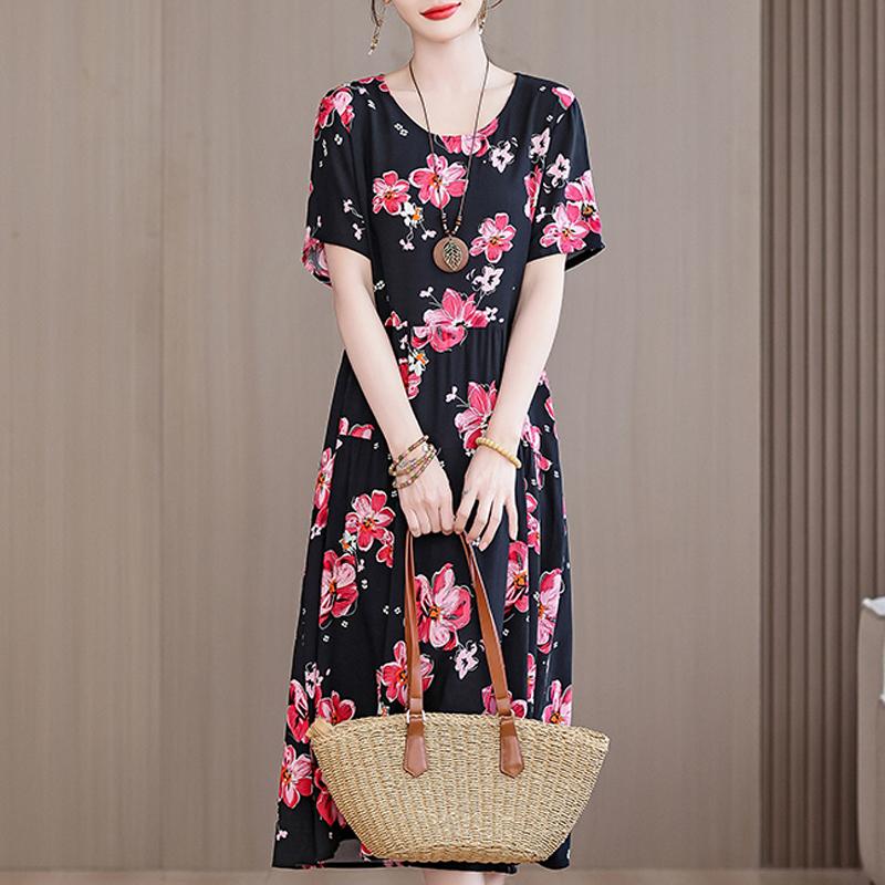 Eleganti abiti da donna estivi larghi a maniche corte taglie forti casual lunghi abiti per le donne abbigliamento vintage