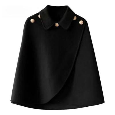 Manteau Châle Laine Tendance Pour Femmes Automne Hiver Veste Laine Manteau Court Vêtements d'Extérieur Cape Rouge Noir Hauts Femme