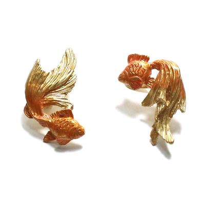 Goldfish Pierced Earrings for Official Bluff Superior Goldfish Earrings GD Earrings, Women, PalnartPoc, Gift,