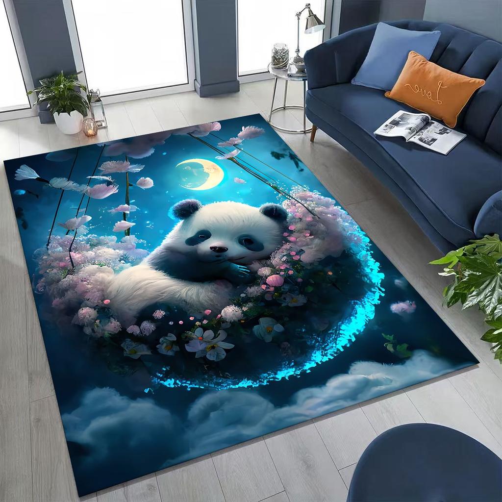 New Dream Panda Cute Cartoon Art Rug for Bedroom Living Room Sofa Home Doormat Decor,Large Kid Play Non-slip Floor Mat Gift