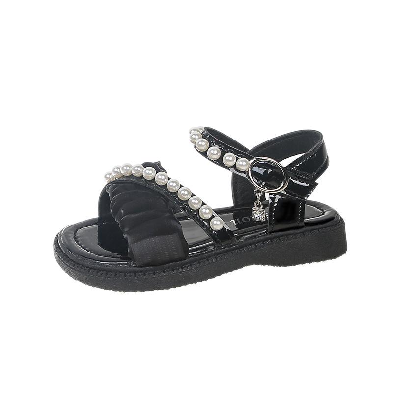 Mädchen-Perlen-Prinzessin Sommer-Sandalen 2026: Süßer Lässiger Koreanischer Stil für Mittelgroße & Große Kinder, Perfekte Vielseitige Strandschuhe.