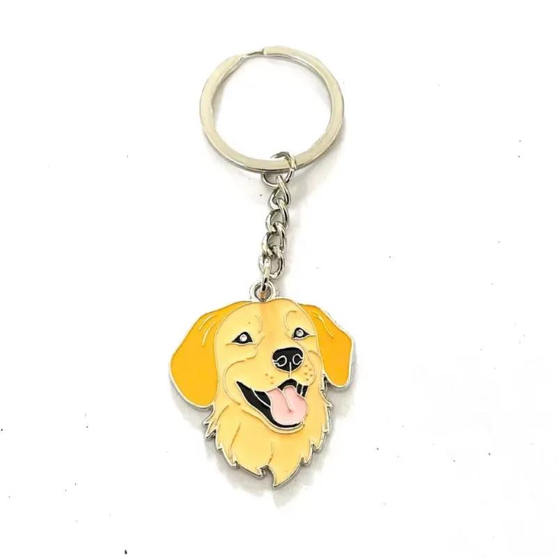 Cute Animal Pet Dog Wolf Keychain Puppy Dog Golden Retriever Metal Keyring Hanging Backpack Pendant Decorative Ornament Gifts