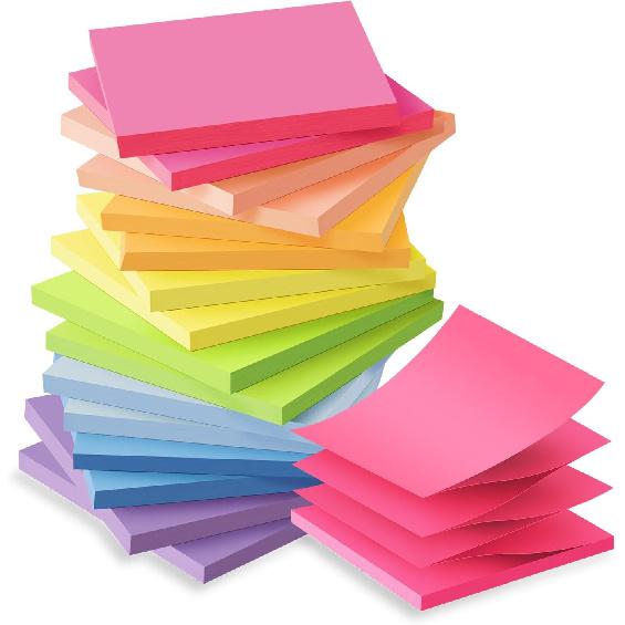 (16 Pack) Pop Up Sticky Notes 3x3 In Accordion Stickies Super Sticking Power Memo Pads Bright Colors