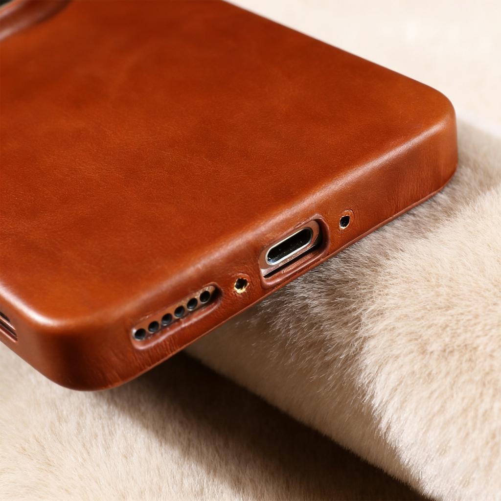 Para Capa Magsafe Para Vivo X200 Ultra X300 X100 X80 X90 Capa de Couro Genuíno de Couro Bovino com Cera de Óleo de Grão Integral Capas Magnéticas