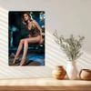 Vintage Metal Sign Sexy Woman Leopard Print Swimsuit Gold Heels - 2D Home Cafe Bar Wall Art Xmas Gift Decor 1PC