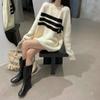 Gothic Sweaters Women Harajuku Punk Knitted Stripes Jumper Vintage Plus Size Loose Long Sleeve Pullover Tops Streetwear