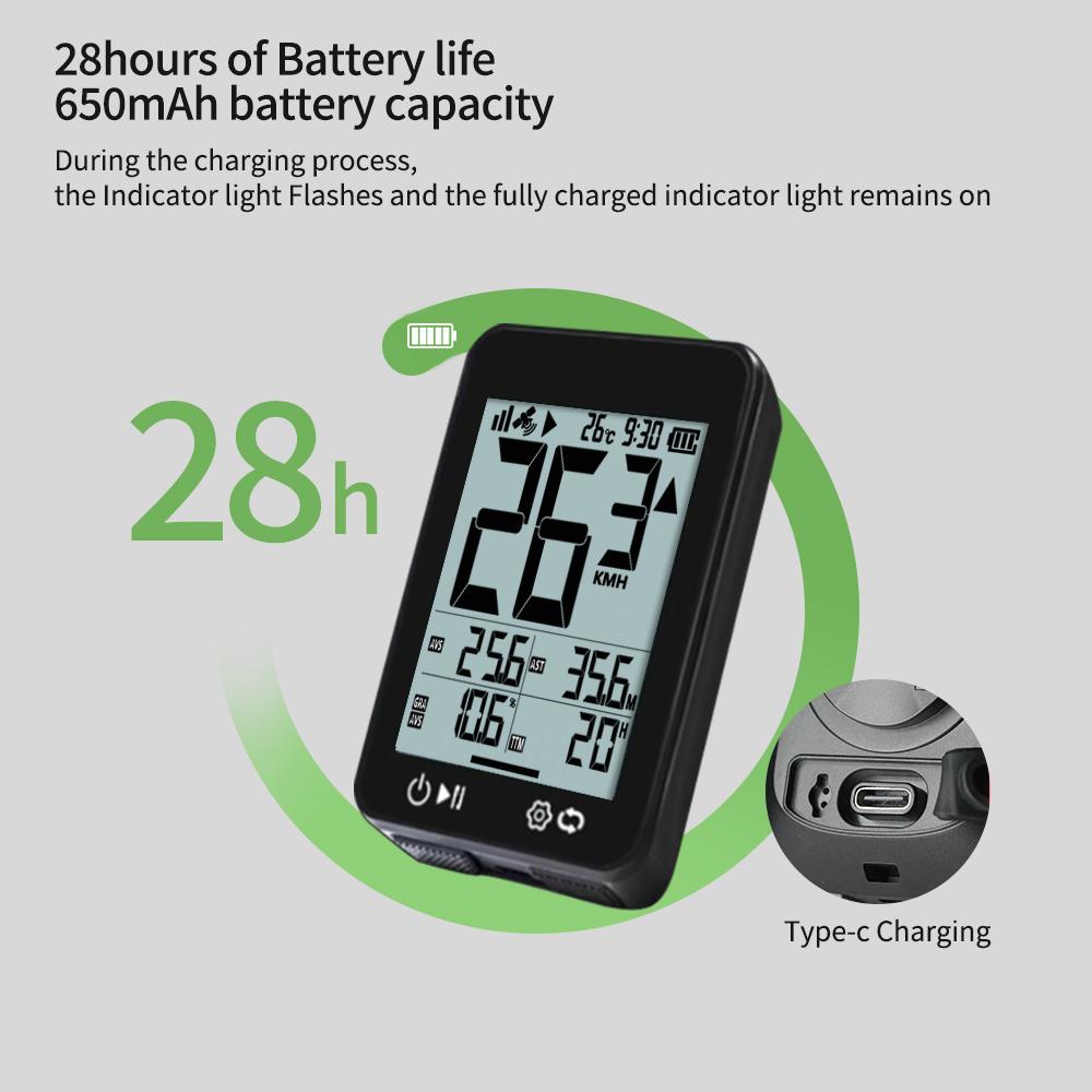 GPS Bike Computer Wireless Bicycle Computer 2.4 LCD Screen Cycling Speedometer Odometer with Auto Backlight and Bracket