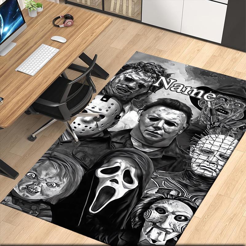 Benutzerdefinierter Name Halloween Horror Bedruckter Teppich, für Bürostuhl Wohnzimmer Schlafzimmer Küchenraum Dekor Geschenke.