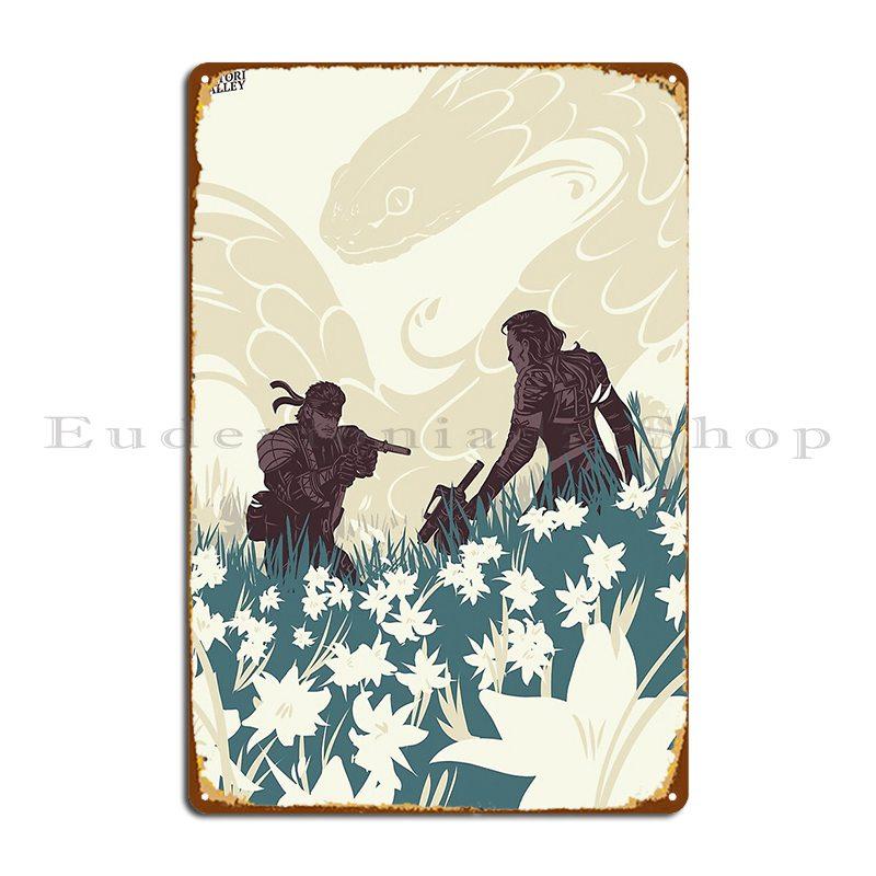 Metal Gear Solid 3 Snake Eater The Boss Fight Poster Hatorivalley Metal Sign Wall Cave Design Classic Wall Cave Tin Sign Poster 20X30CM
