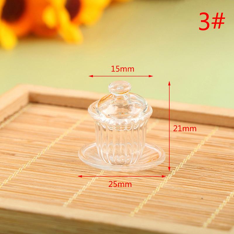 1:12 кукольных мини-стеклянных чашек с плоским дном/чайник на высоких ножках, ваза для домашнего декора