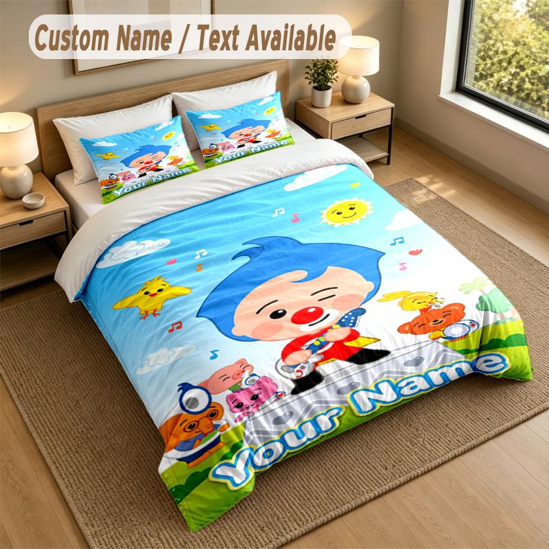 Custom Name Text Bedding 3Pcs Set,El Payaso Plim Plim 1 Duvet Cover 2 Pillowcases Soft Bed Linen For Gift
