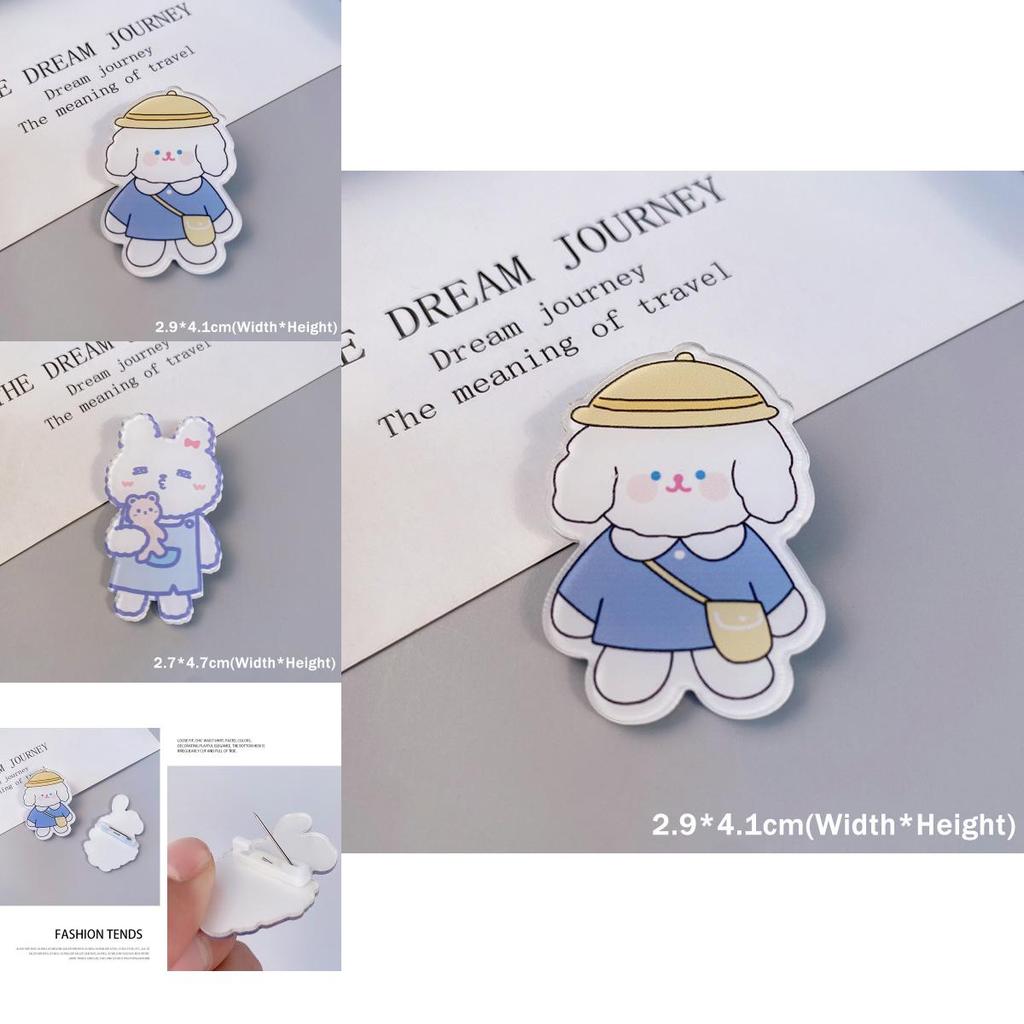 Sırt Çantası ve El Çantası Dekorasyonu İçin Sevimli Karikatür Köpek Tavşan İnek Broşları