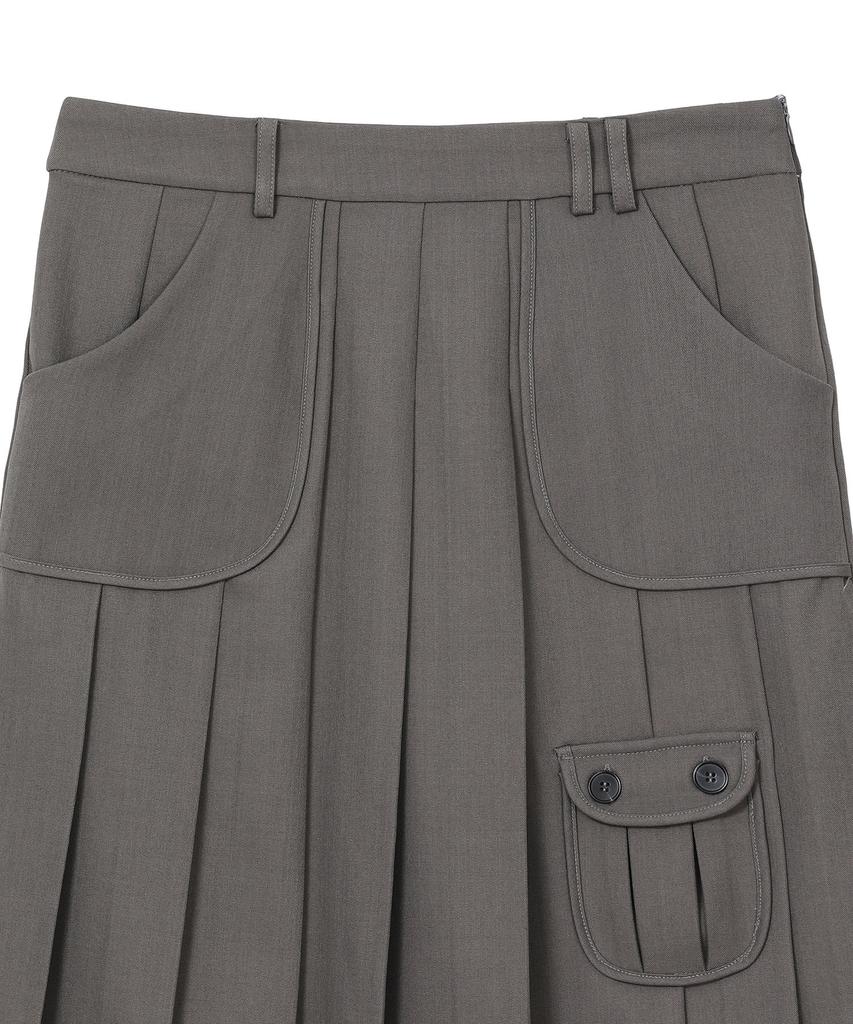 Hanahi Low Pocket Pleated Skirt Gray