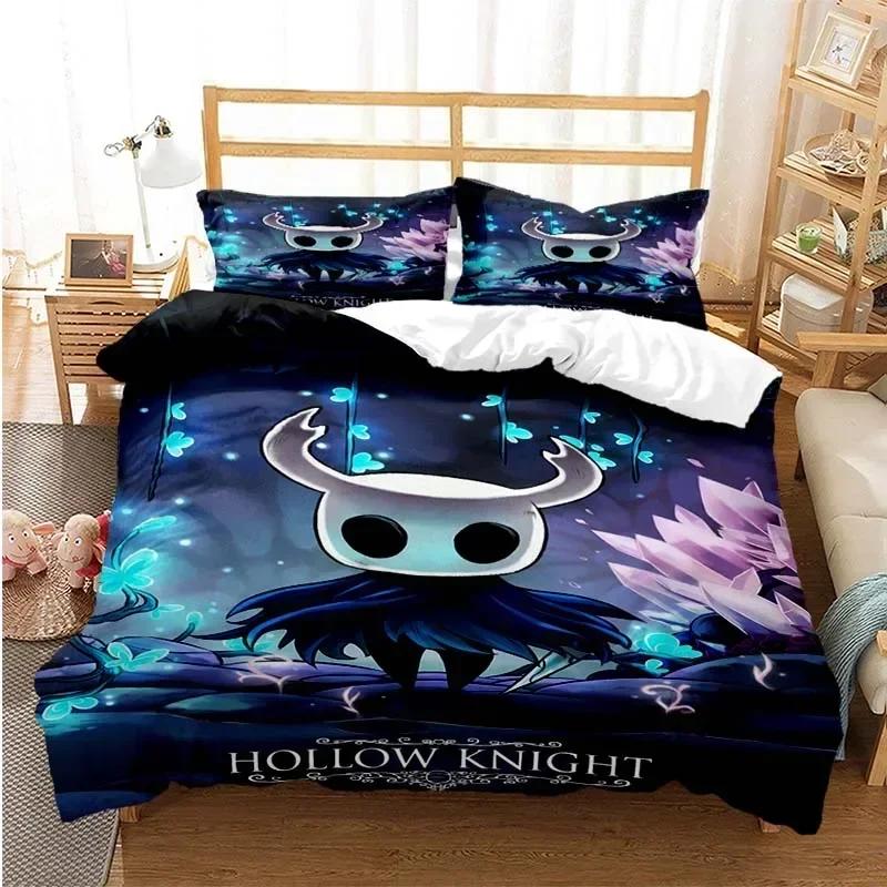 3 szt. Hollow Knight Zestaw pościeli z nadrukiem 3D Wygodny zestaw Dekoracja pokoju Tekstylia domowe Prezent Hollow Knights Zestaw poszewek na kołdrę
