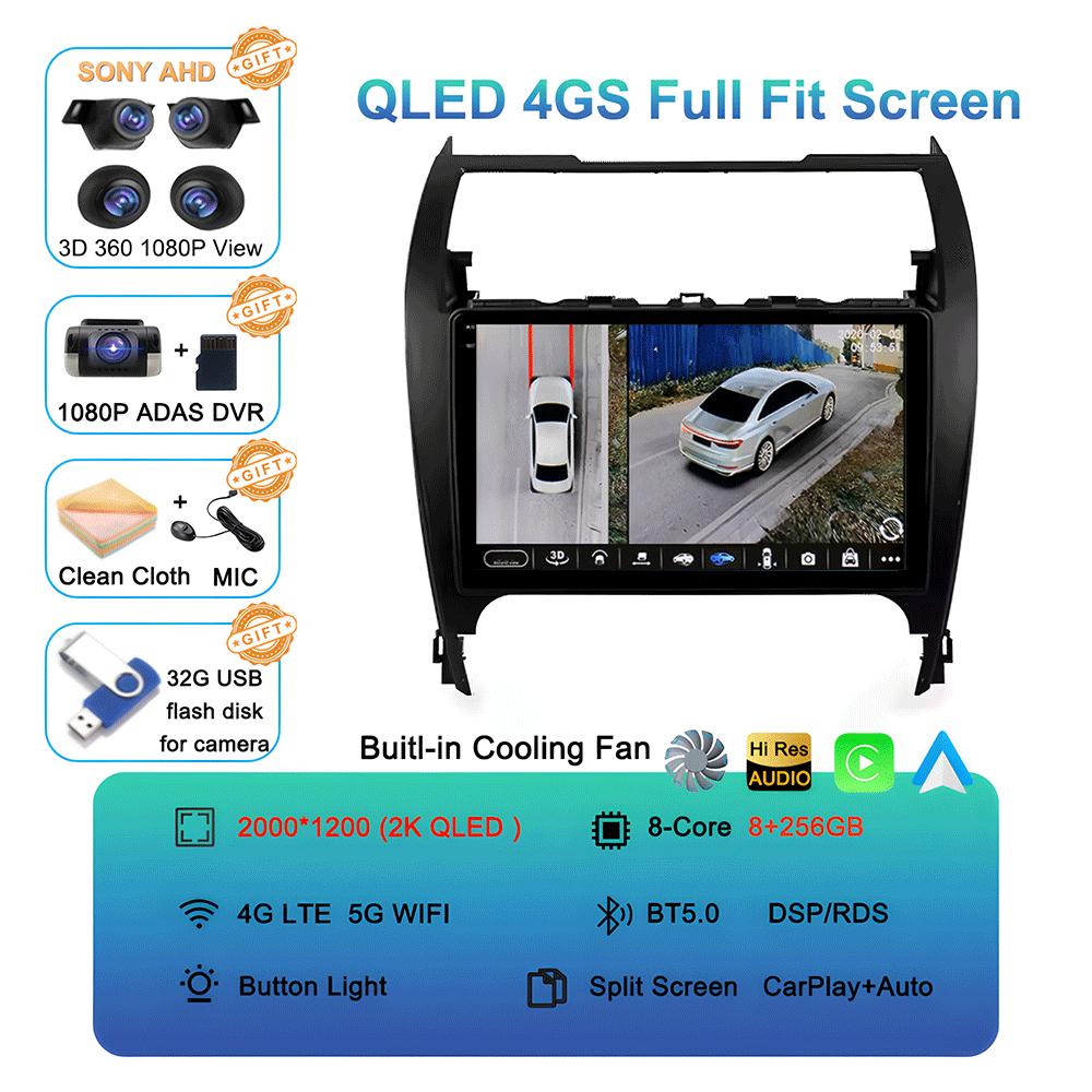 Car Radio Android 14 Carplay Auto For Toyota Camry 7 XV 50 55 2012 - 2017 Navigation GPS Multimedia Player video Stereo WIFI+4G