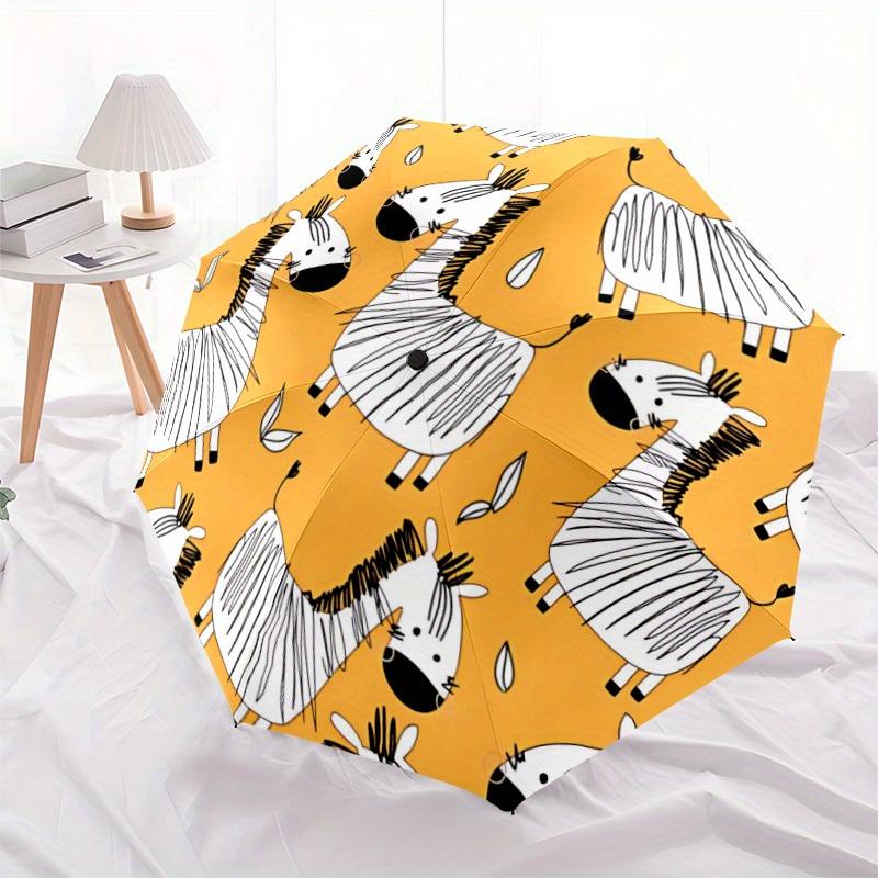 1pc Zebra Pattern Automatic Open/close, All-Season Portable Folding Umbrella, Travel, Everyday, Formal Events - Compact Luxury Parasol, Outdoor Access