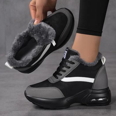 Dames Pluche Winter Sneakers: Warme Katoen, Dikke Zool, 8cm Hoogteverhoging