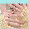 Sweet Pink Heart Shaped Zirconia Ring For Women Sparkling Fashionable Open Ring
