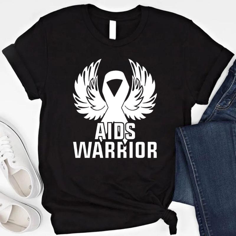 Aids Virus Warrior Shirt World Aids Day Fight Hiv Walk Shirts Fight Against Casual  Outdoors High Quality Cotton Shortsleev