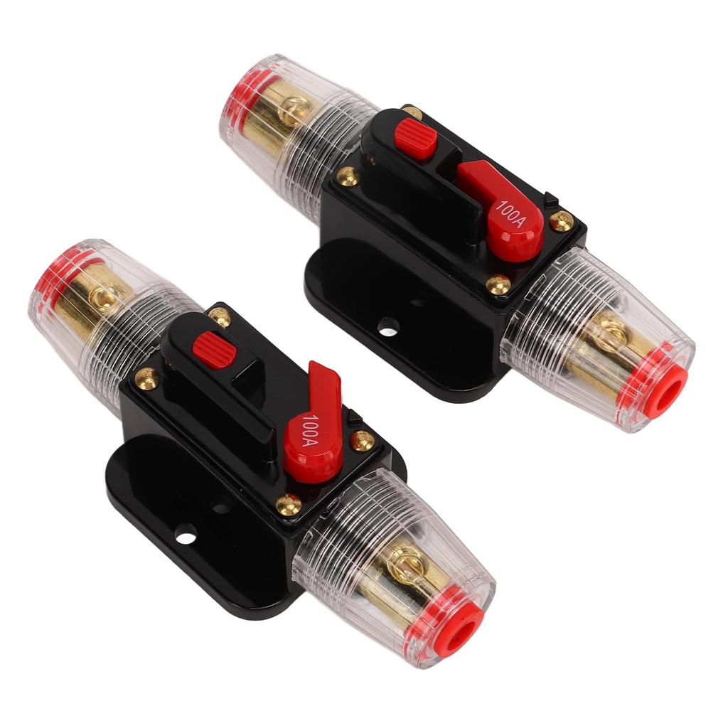 12 24V Inline Circuit Breaker, Lugs with Manual Reset Fuse Holder, Heat Shrink