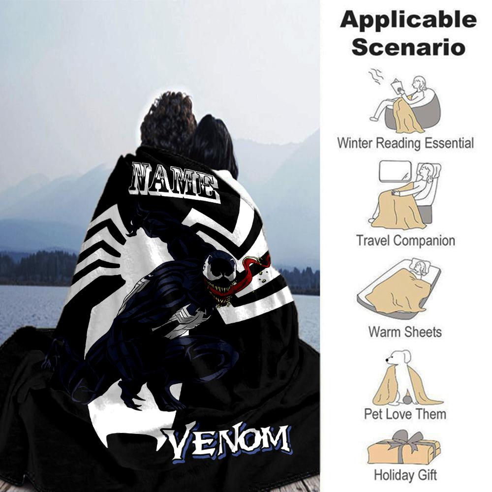 Customiz Name Personality venom Blanket Soft &Warm Sofa Office Bed Travel Lunch Break Blanket, Gift Suitable All Seasons