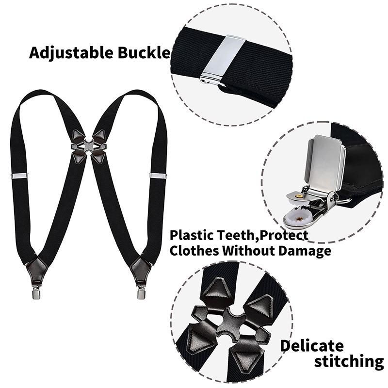 Vintage 2.5cm Wide Suspenders For Men Women Adjustable Elastic Cross Back Trouser Braces With 2 Clips Straps
