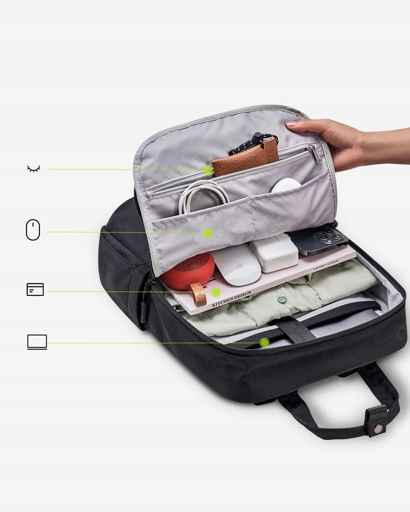 Innostyle Laptop Backpack 15.6 For Plane Waterproof Colorlite 14L Black