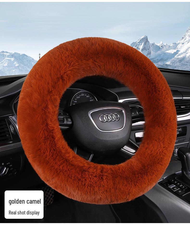 New Style Winter Plush Steering Wheel Cover - Warm, Non-Slip, Rabbit Wool