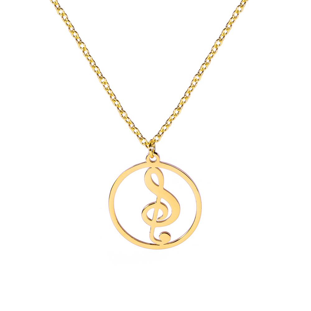 Cazador 2026 Trend Hollow Music Note Pendant Necklace for Women Round Love Neck Chain Stainless Steel Jewelry Birthday Gift