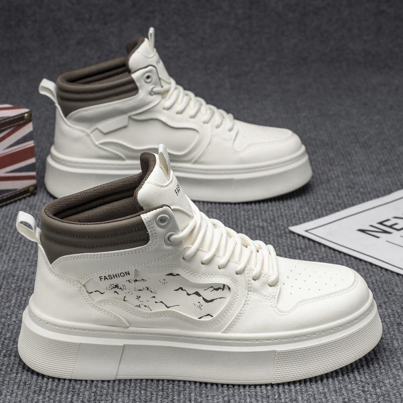 

Осенняя мужская обувь новая обувь на высокой платформе маленькие белые туфли мужской тренд универсальная спортивная обувь на платформе повседневная обувь для скейтборда модная обувь 44