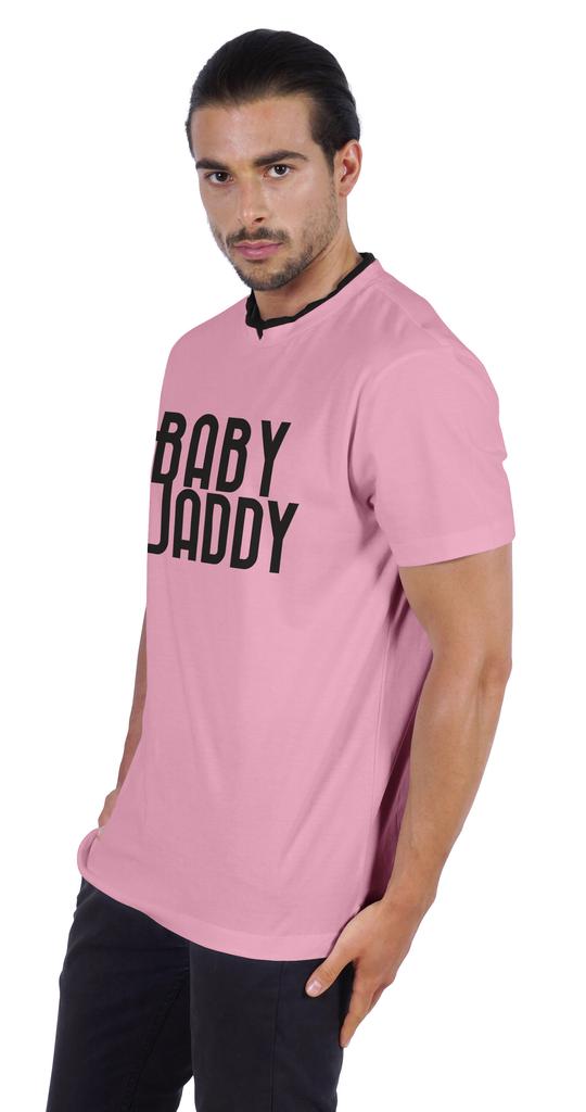 Inkmeso Men  s Graphic Quote   Baby Daddy   Tshirt For Dads Round Neck with V Cut